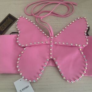 NWT Wicked Pink Butterfly Rhinestone Crop Top Forever 21 Size Medium 💖 🦋
